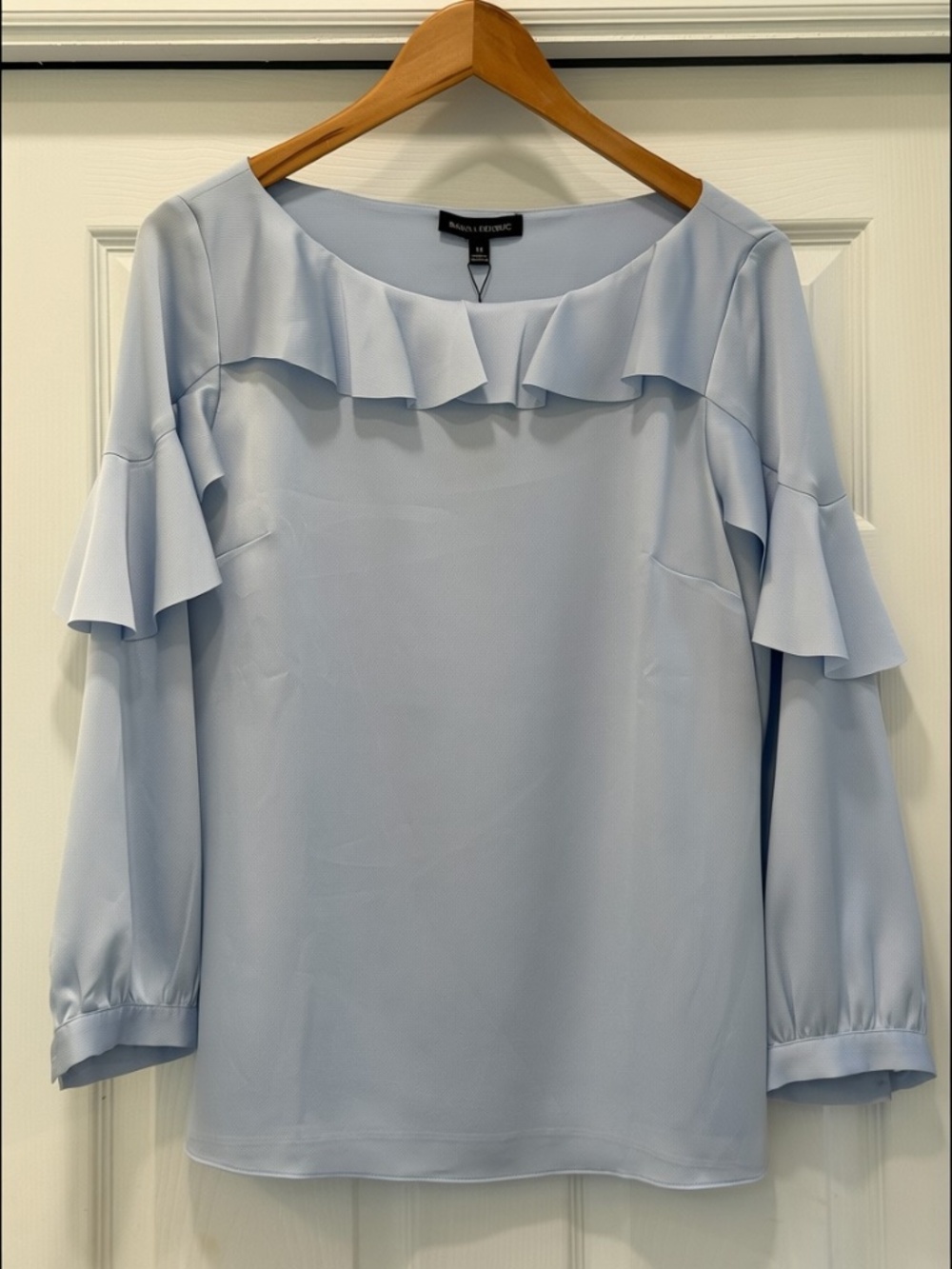 Banana Republic blouse long sleeve ruffle top powder blue M NWT